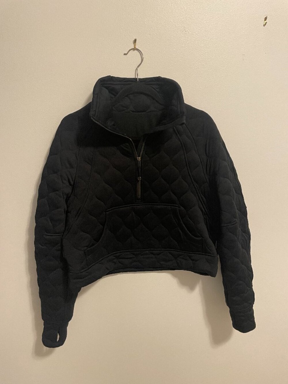 Lululemon Scuba Oversized Quilted Half Zip pullover in black